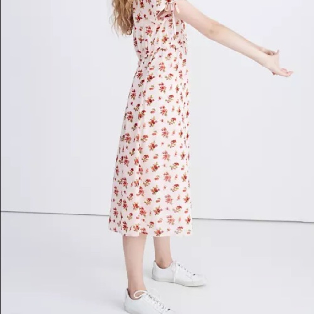 Madewell Tie-Sleeve Ruffle-Waist Midi Dress in Countryside Blooms Size 0 - Picture 3 of 7